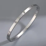 Βραχιόλι Σταθερό Λεπτό με Λευκά Ζιργκόν - Ασημί