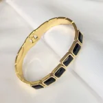 Βραχιόλι Σταθερό Black Stones - Χρυσό