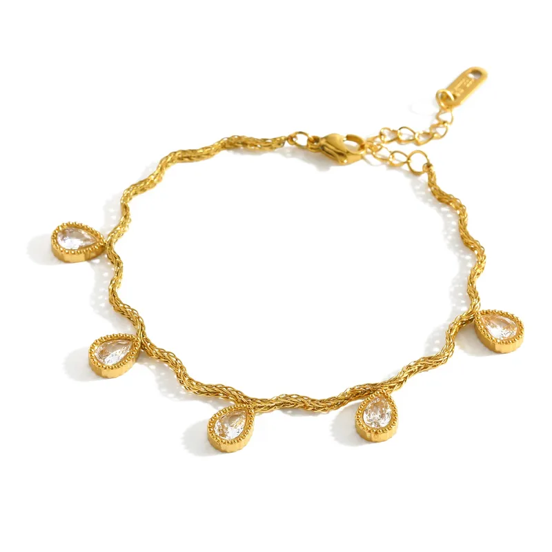 gunaikeia-vraxiolia-atsalina-kosmima-online (141) Βραχιόλι Λεπτή Αλυσίδα Sparkly Drops - Χρυσό - Image 1