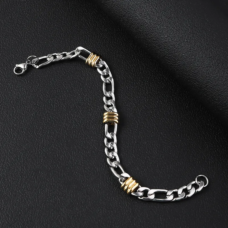 gunaikeia-vraxiolia-atsalina-kosmima-online (146) Βραχιόλι Αλυσίδα Figaro - Δίχρωμο - Image 1