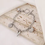 Βραχιόλι Αλυσίδα με Charms Hearts - Ασημί