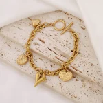 Βραχιόλι Αλυσίδα με Charms Hearts - Χρυσό