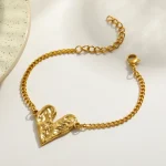 Βραχιόλι Αλυσίδα με Ανάγλυφη Καρδιά - Χρυσό