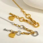 Βραχιόλι Αλυσίδα Heart Hoops - Δίχρωμο - Image 3