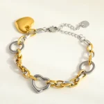 Βραχιόλι Αλυσίδα Heart Hoops - Δίχρωμο