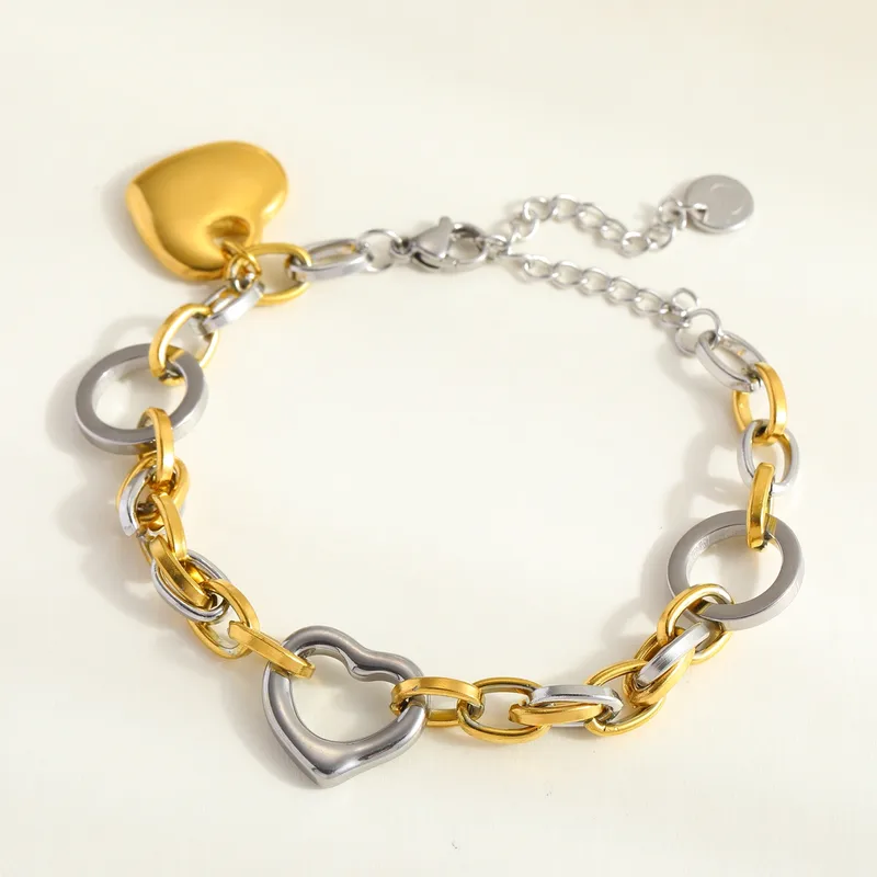 gunaikeia-vraxiolia-atsalina-kosmima-online (179) Βραχιόλι Αλυσίδα Heart Hoops - Δίχρωμο - Image 1