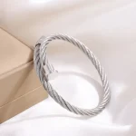 Βραχιόλι Open Πλεκτό Καρφί - Ασημί - Image 2