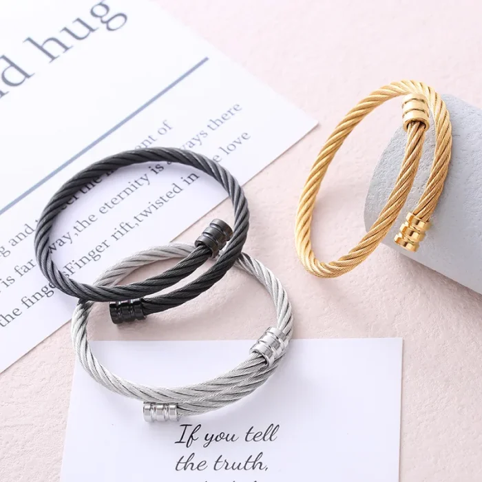 Βραχιόλι Open Braided Bangle - Ασημί - Image 2