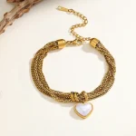Βραχιόλι Πλεκτή Αλυσίδα White Heart - Χρυσό