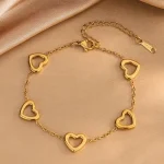 Βραχιόλι Λεπτή Αλυσίδα Καρδούλες - Χρυσό - Image 3