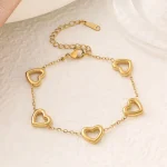 Βραχιόλι Λεπτή Αλυσίδα Καρδούλες - Χρυσό