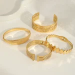 Βραχιόλι Open Ribbed - Χρυσό - Image 2