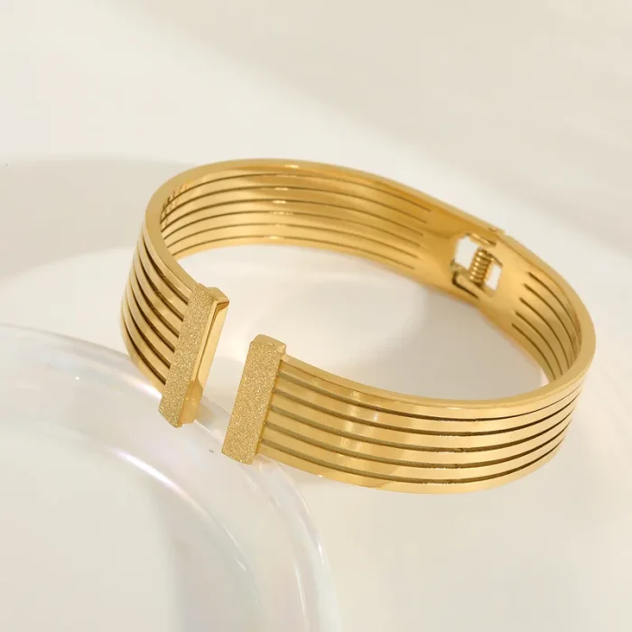 Βραχιόλι Open Ribbed - Χρυσό - Image 3