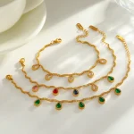 Βραχιόλι Λεπτή Αλυσίδα Sparkly Drops - Χρυσό - Image 2