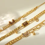 Βραχιόλι Ιδιαίτερη Αλυσίδα Butterfly Λεοπάρ - Χρυσό - Image 2