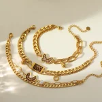 Βραχιόλι Ιδιαίτερη Αλυσίδα Butterfly Λεοπάρ - Χρυσό - Image 3