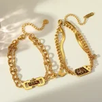 Βραχιόλι Αλυσίδα Λεοπάρ Πέτρα - Χρυσό - Image 2