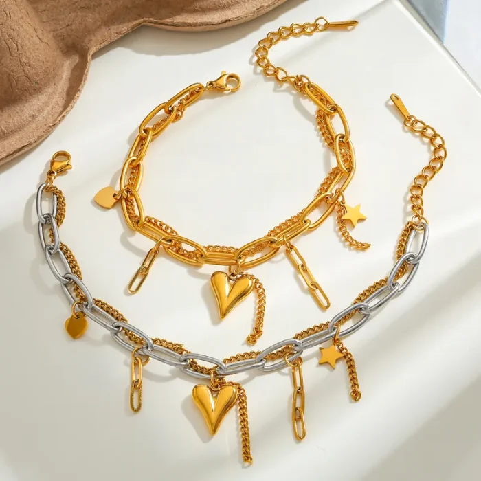 Βραχιόλι Διπλή Αλυσίδα με Charms Alice - Χρυσό - Image 2