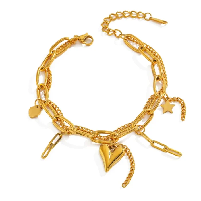 Βραχιόλι Διπλή Αλυσίδα με Charms Alice - Χρυσό - Image 3