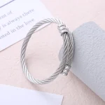 Βραχιόλι Open Braided Bangle - Ασημί