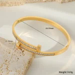 Βραχιόλι Open με Διαμαντάκια - Χρυσό - Image 2