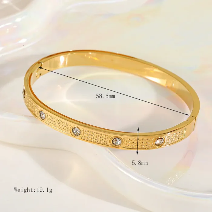 Βραχιόλι Σταθερό Jane με Λευκά Ζιργκόν - Χρυσό - Image 2