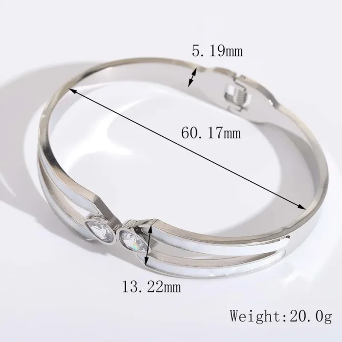 Βραχιόλι Σταθερό Isabella με Λευκές Πέτρες - Ασημί - Image 2