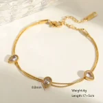 Βραχιόλι Λεπτή Αλυσίδα με Λευκά Διαμαντάκια - Χρυσό