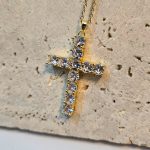 Κολιέ Μεγάλος Σταυρός με Ζιργκόν - Χρυσό