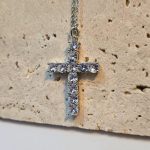 Κολιέ Μεγάλος Σταυρός με Ζιργκόν - Ασημί