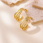 Σκουλαρίκια Κουμπωτά Triplet Hoops – Χρυσό