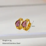 Σκουλαρίκια Κρικάκια με Ροζ Πετράδια - Χρυσό