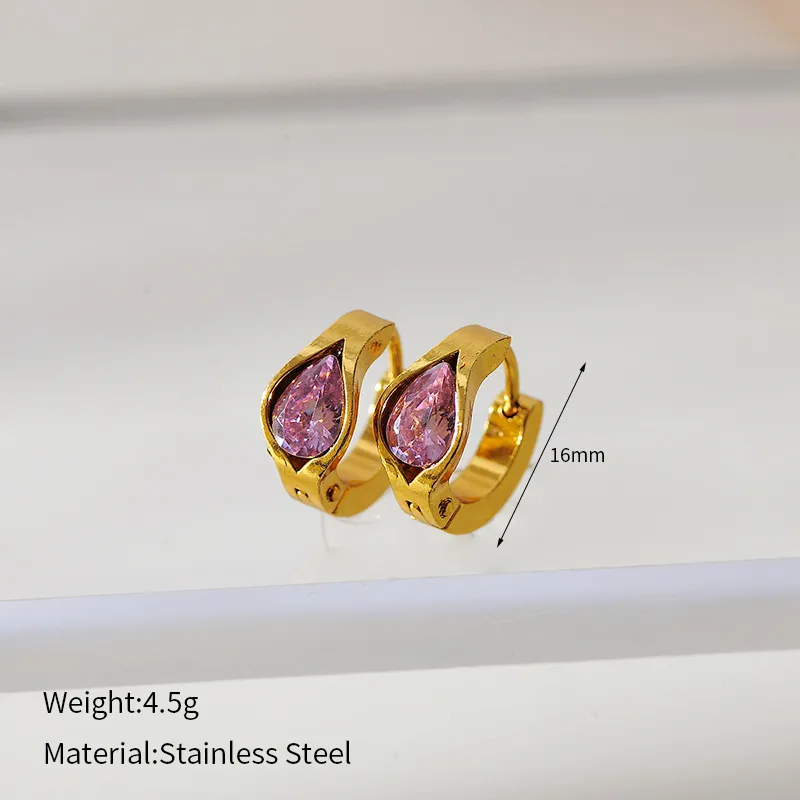 skoularikia-gunaikeia-kosmima-online-atsalina-dixrwma-xrisa-asimi (10) Σκουλαρίκια Κρικάκια με Ροζ Πετράδια - Χρυσό - Image 1