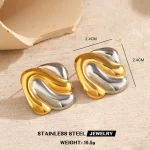 Σκουλαρίκια Κουμπωτά Braid Wave - Δίχρωμο