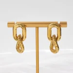 Σκουλαρίκια Κουμπωτά Curvy Link - Χρυσό