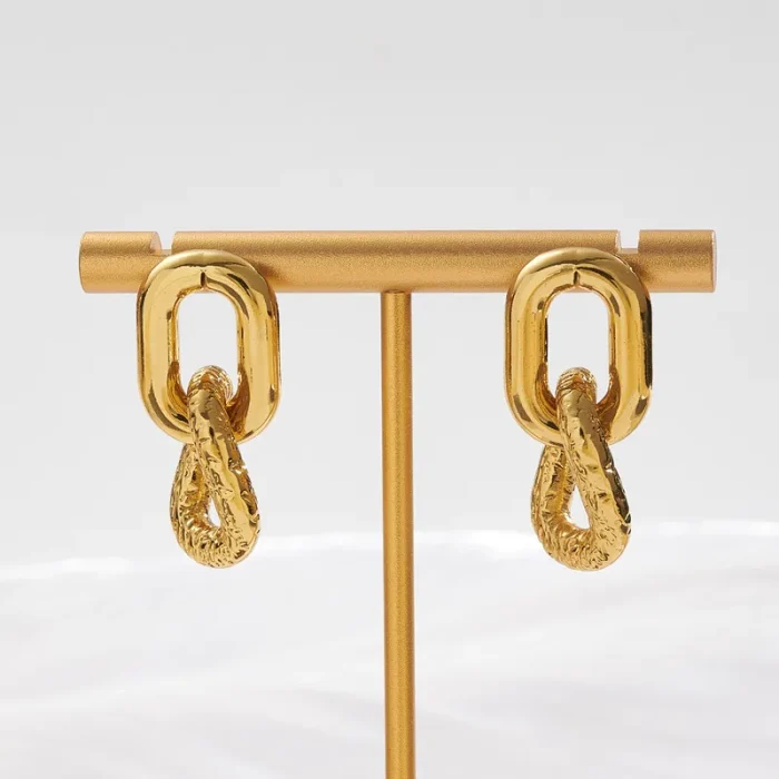 Σκουλαρίκια Κουμπωτά Curvy Link - Χρυσό - Image 2