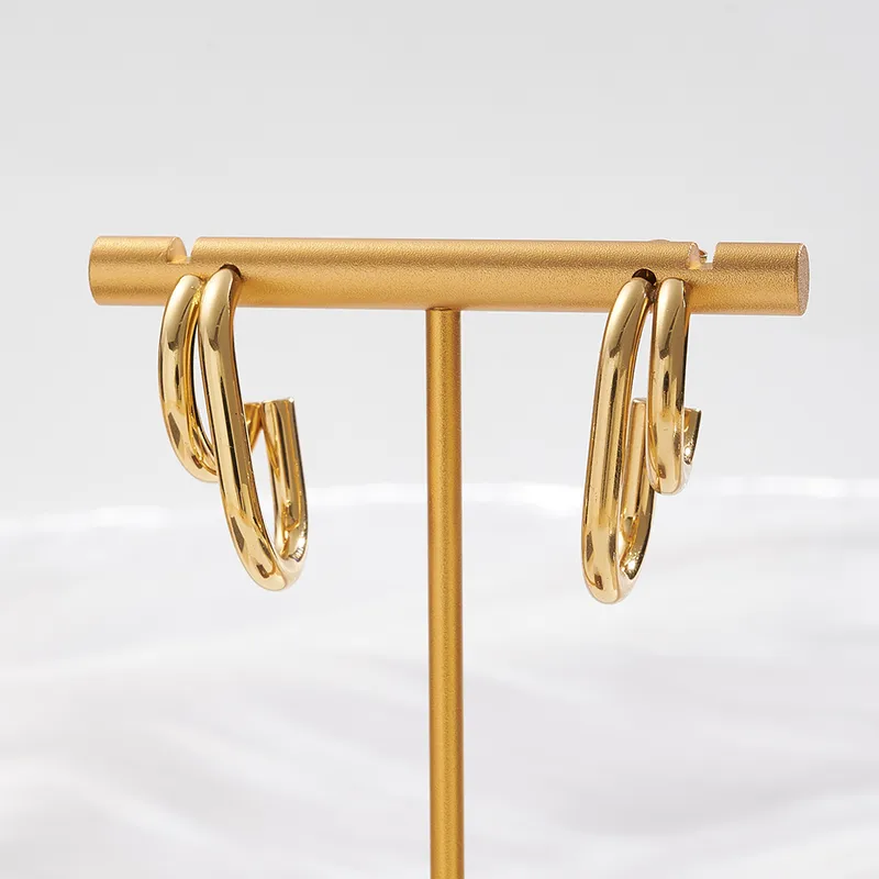 skoularikia-gunaikeia-kosmima-online-atsalina-dixrwma-xrisa-asimi (116) Σκουλαρίκια Κουμπωτά Ασύμμετροι Διπλοί Κρίκοι - Χρυσό - Image 1