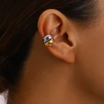 Σκουλαρίκια Ear Cuff Double Hoops - Δίχρωμο - Image 4