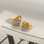 Σκουλαρίκια Ear Cuff Double Hoops - Δίχρωμο - Image 3