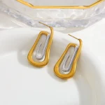 Σκουλαρίκια Κουμπωτά Maze - Δίχρωμο - Image 2