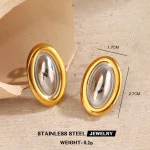 Σκουλαρίκια Κουμπωτά Chunky Oval - Δίχρωμο