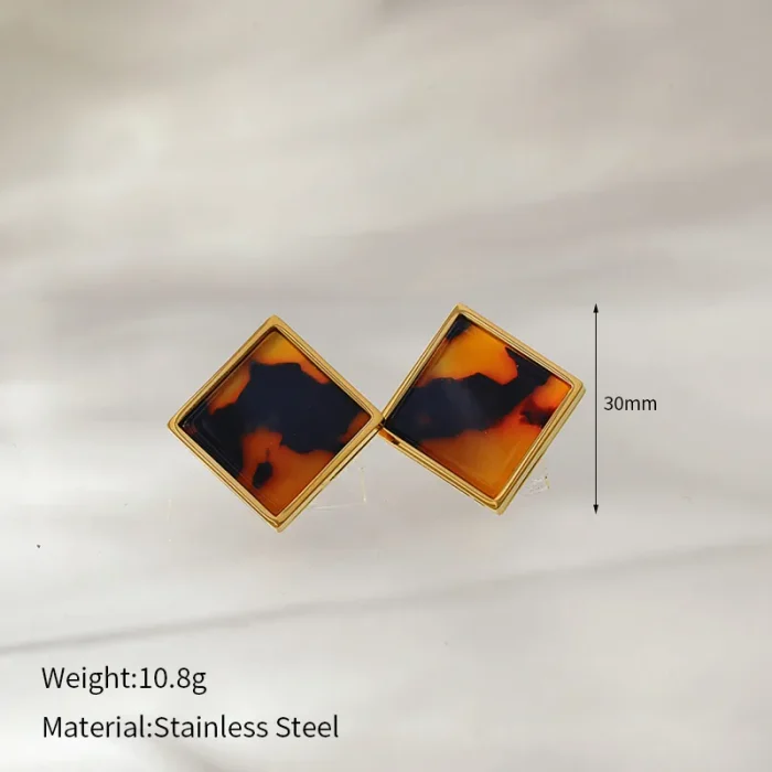 Σκουλαρίκια Κουμπωτά Square Tartarooga - Χρυσό - Image 3