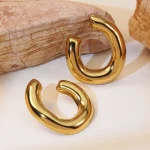 Σκουλαρίκια Κουμπωτά Half Puffy Hoops - Χρυσό
