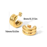 Σκουλαρίκια Κουμπωτά Double Chunky Hoops - Χρυσό - Image 2