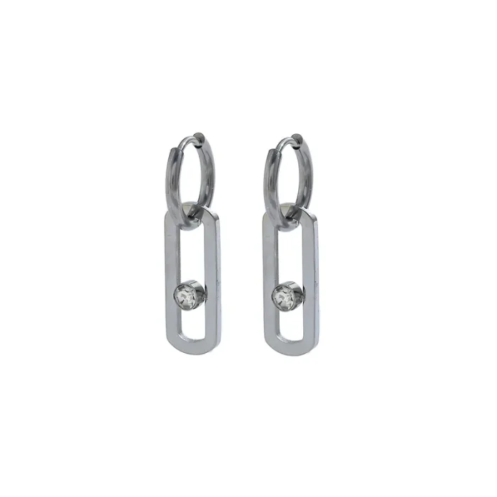 Σκουλαρίκια Κρικάκια Οβάλ Sparkle Hoops - Ασημί - Image 3