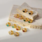 Σκουλαρίκια Κρικάκια με Σιέλ Πετράδια – Χρυσό - Image 2