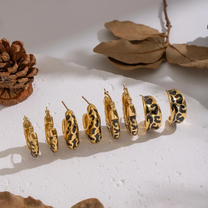 Σκουλαρίκια Leopard Half Hoops - Χρυσό - Image 2