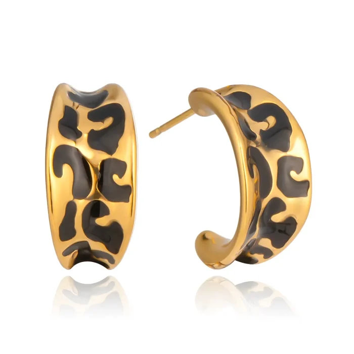 Σκουλαρίκια Leopard Half Hoops - Χρυσό - Image 4
