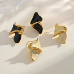 Σκουλαρίκια Κουμπωτά Fluid Grace Λευκό - Χρυσό - Image 2