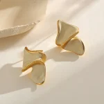 Σκουλαρίκια Κουμπωτά Fluid Grace Λευκό - Χρυσό